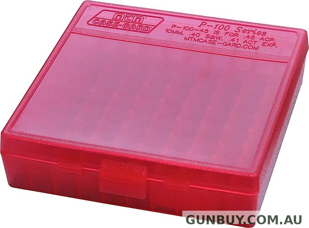 MTM LARGE PISTOL BOX 100 ROUND RED