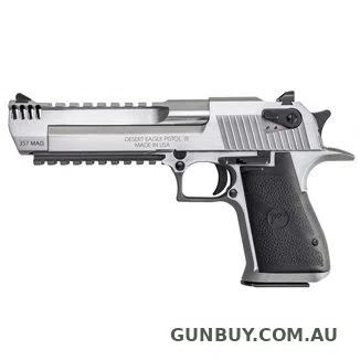 IMI Magnum Research Desert Eagle 357 Magnum Stainless with integrated Muzzle Brake and Pic Rail