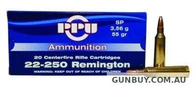 PPU 22-250 55gr Soft Point (20 Rounds)
