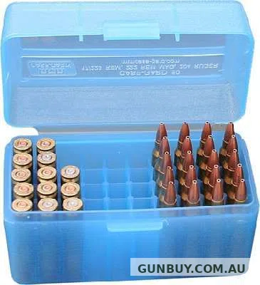 MTM Rifle Ammo Box 50 Rnd 223 / 204 / 300BLK - Clear Blue