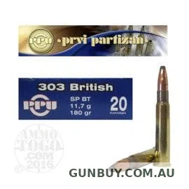 PRVI PARTIZAN 303 BRITISH 180GR SP (20 ROUNDS)
