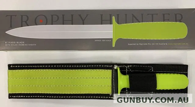 Trophy Hunter 8 Inch Fixed Blade Pig Sticker with Webbing Sheath