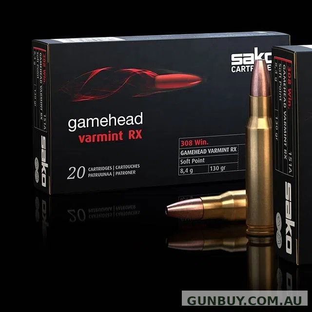 Sako 308 WIN 130gr Gamehead Varmint RX HPBT (20 ROUNDS)