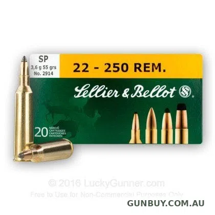 Sellier & Bellot 22-250 Rem 55gr SP 20 Pack