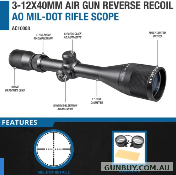 Barska Air Gun Scope 3-12x40mm Dot AO