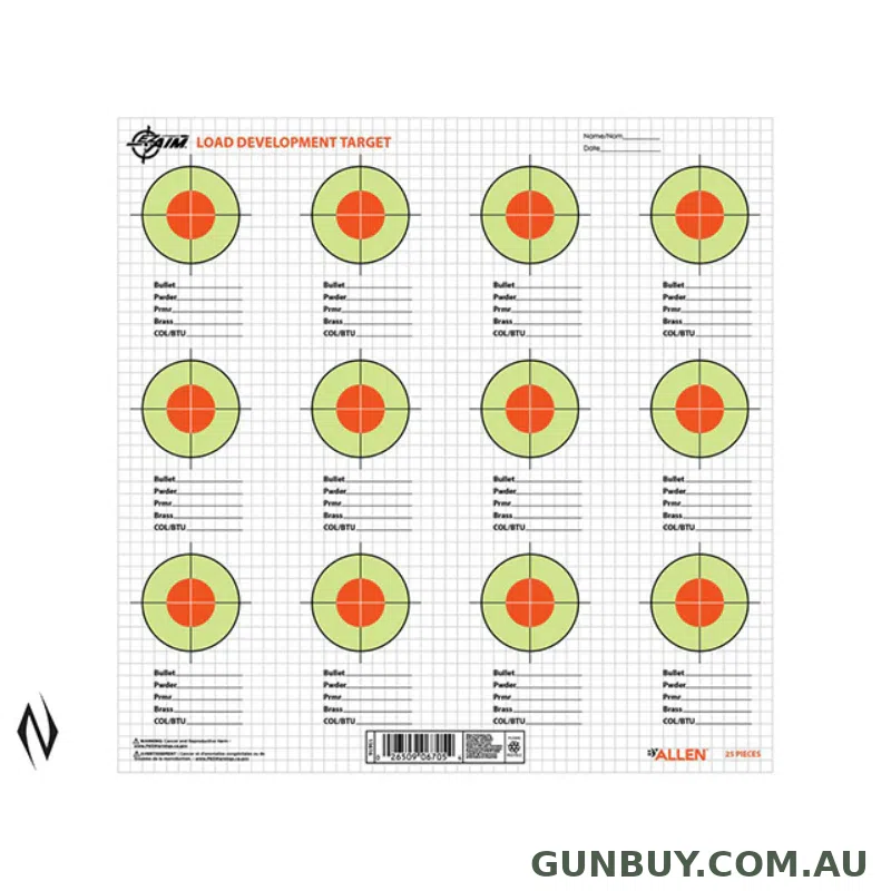 Allen EZ Aim Paper Target Load Development 25pk