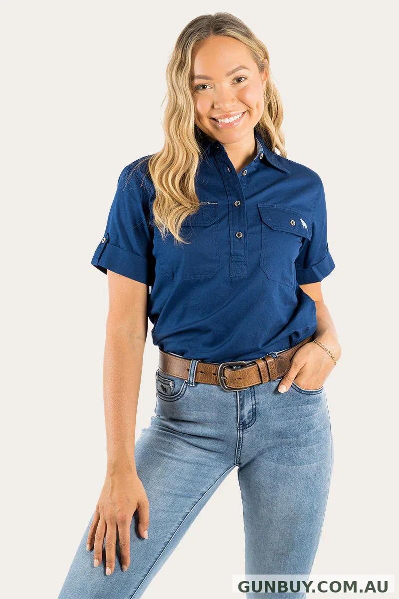 Ringers Western Jules Womens Half Button Short Sleeve Work Shirt