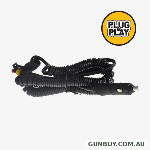 LIGHTFORCE Cig. Plug Lead with Curly Cord and AMP Plug