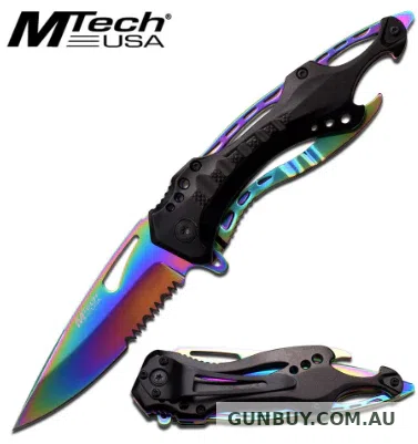 MTech Rainbow/Black Folding Pocket Knife