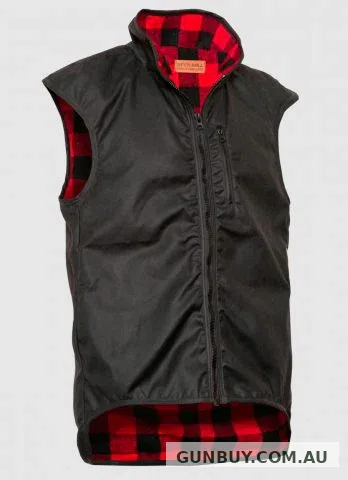 Styx Mill Oilskin Red Wool Fur Lined Province Vest