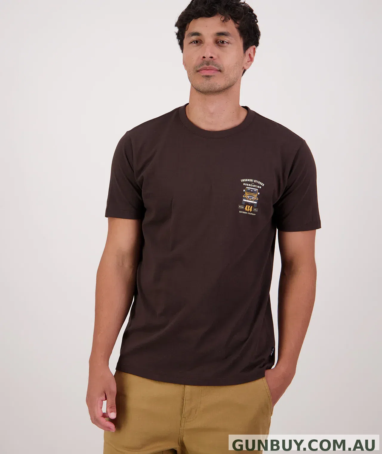 Swanndri Mens 4x4 Association Tee Biscotti/Espresso
