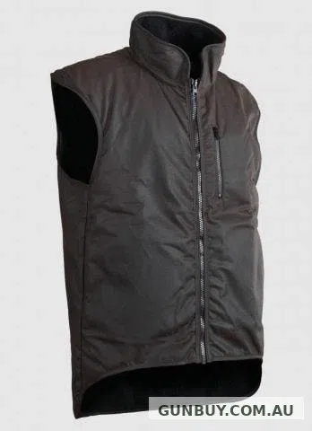 Styx Mill Oilskin Brown Fur Lined Vest Men's