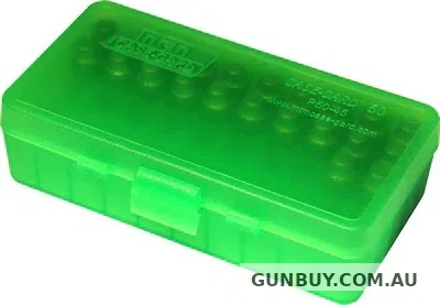 MTM Pistol Ammo Box 50 Round Flip-Tip 9mm 380 ACP Clear Green