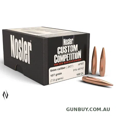 Nosler 6mm .243 HPBT 107gr 100pk Custom Comp