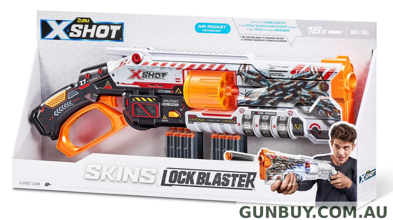 Zuru Xshot Skins Lock Blaster with 16 Darts