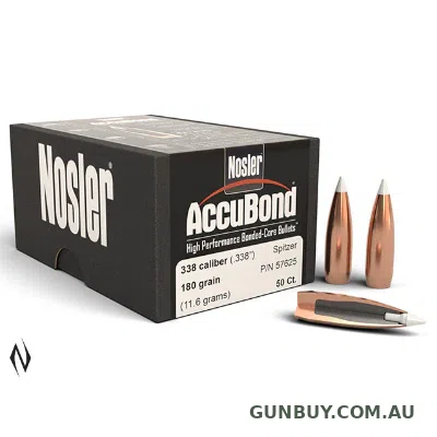 NOSLER 338 Cal 180grn SP Accubond Projectiles (50pk)
