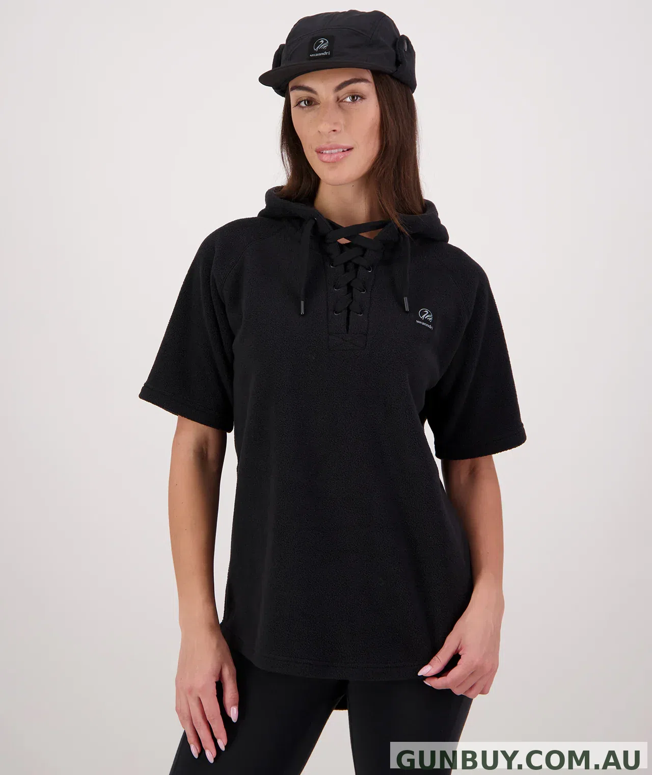 Swanndri Womens Original Lace Front Short Sleeve Hoodie