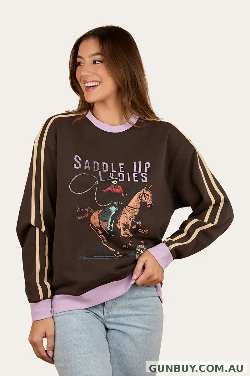 Ringers Western Saddle Up Womens Pullover Crew