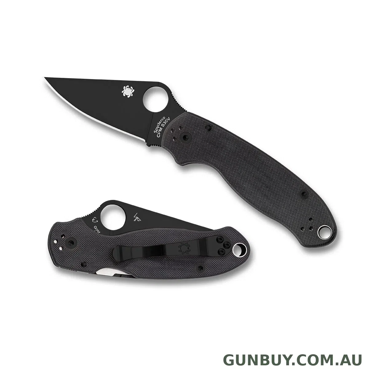Spyderco Para Military 3 G10 Black - Black Plain Blade