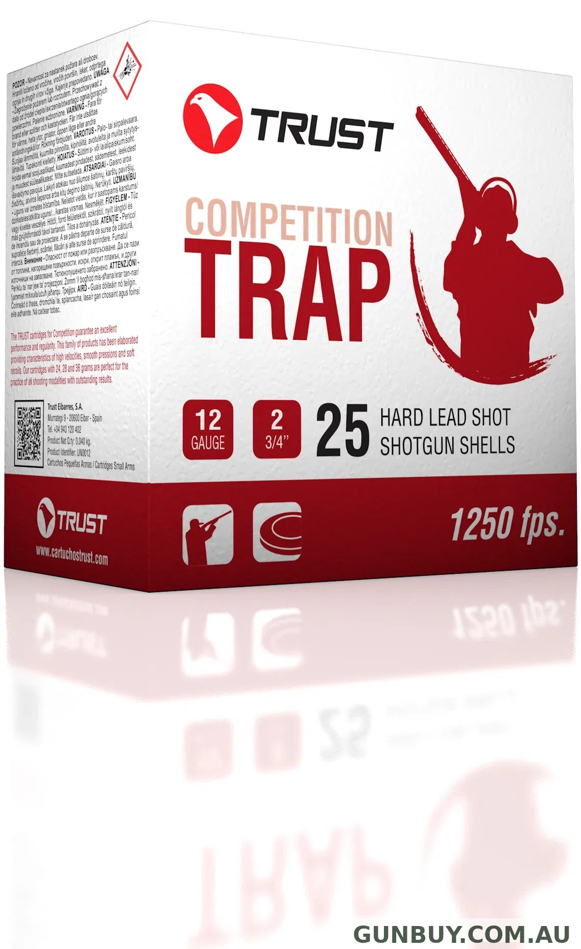 Trust 12G Trap 1 Red 1250fps 28gm (7.5) (250 Slab)