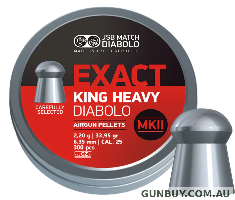 JSB Diabolo Exact King Heavy MKII .25 Pellets 33.95gr (300PK)