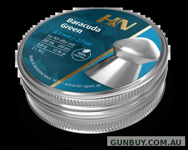 H&N BARACUDA GREEN .22 PELLETS 12.35GR (PER 200)