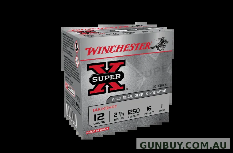 WINCHESTER 12G (NO. 1) 16 PELLET SUPER X BUCKSHOT (25PK)