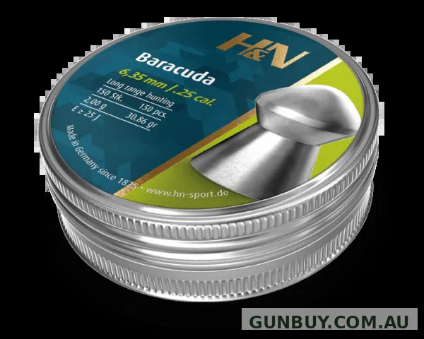 H&N BARACUDA .25 PELLETS 31.02GR (150PK)