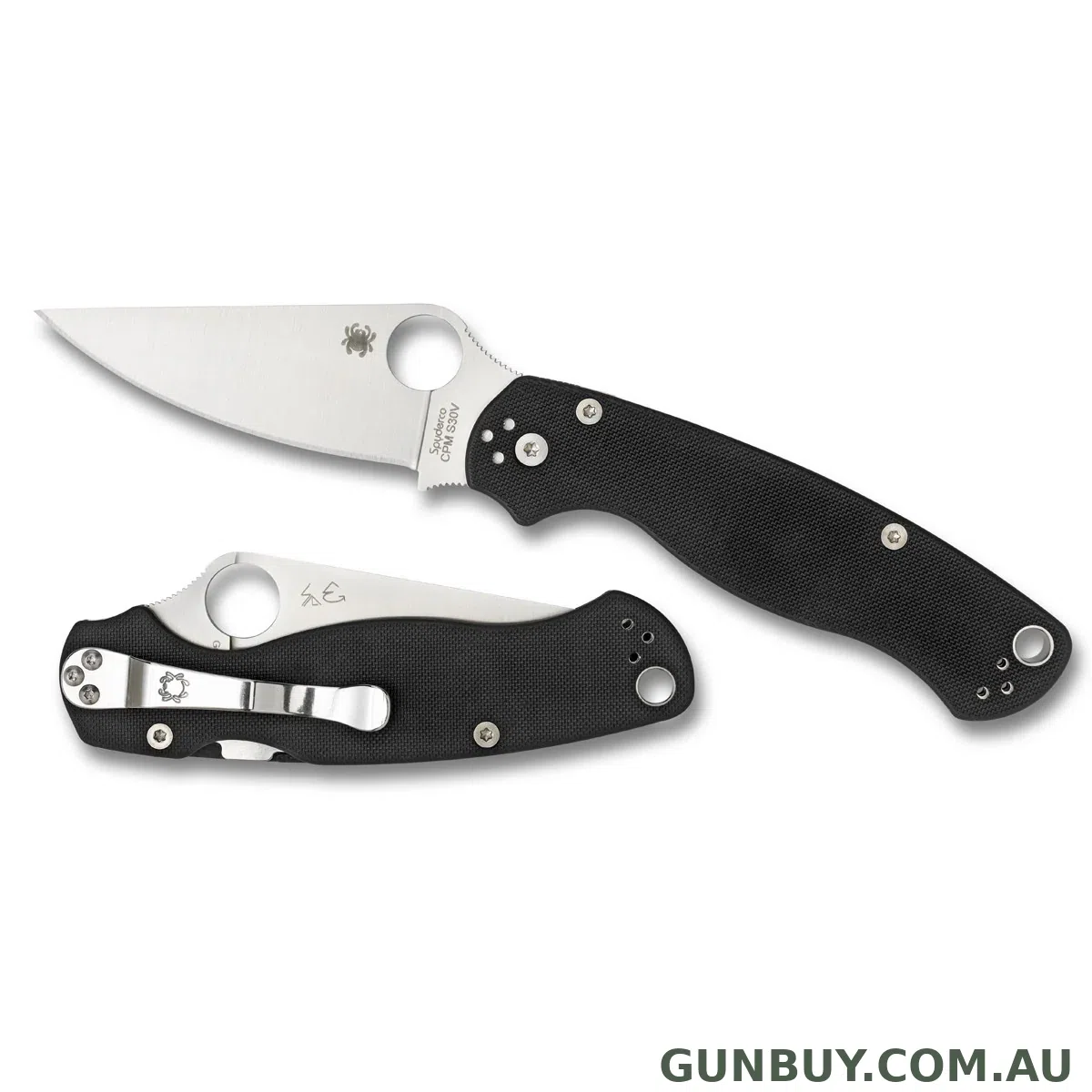 SPYDERCO PARA MILITARY 2 G10 BLACK - PLAIN BLADE