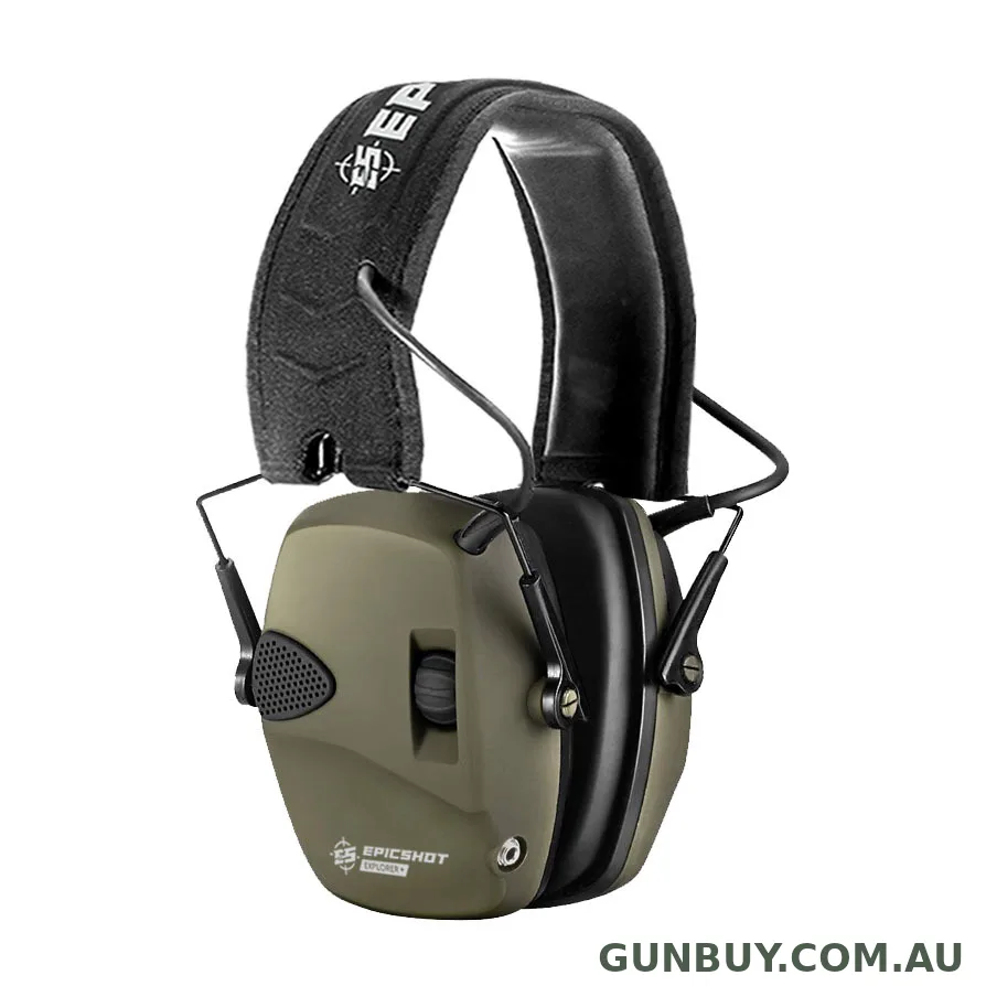 Epic Shot EM026 Electronic Safety Shooting Earmuffs - 22dB NRR Olive Green Explorer Plus