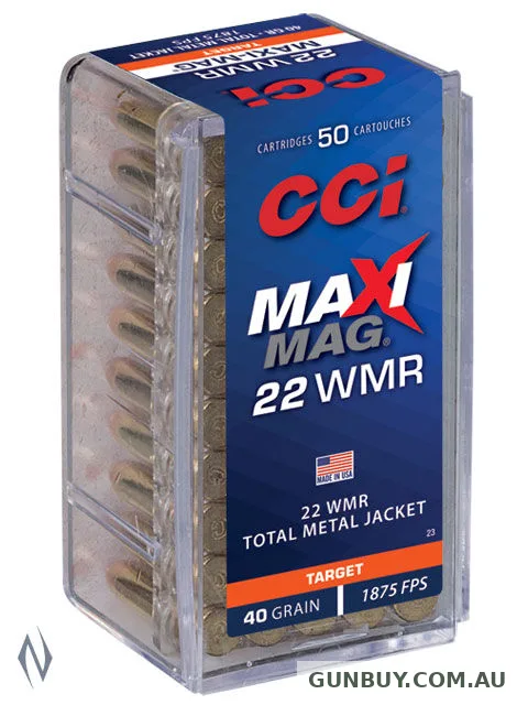 CCI C23 Maxi Mag 22 Wmr Rimfire Ammunition 40gr Tmj 1875fps