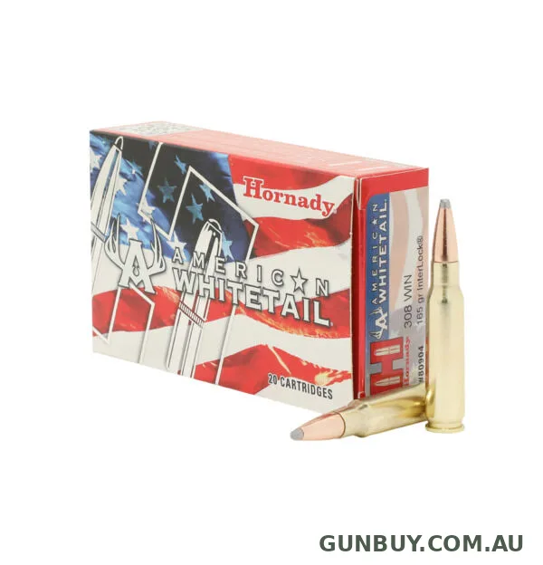 Hornady American Whitetail 308 Win 165gr SP InterLock Hunting Ammo 20 Rounds #80904