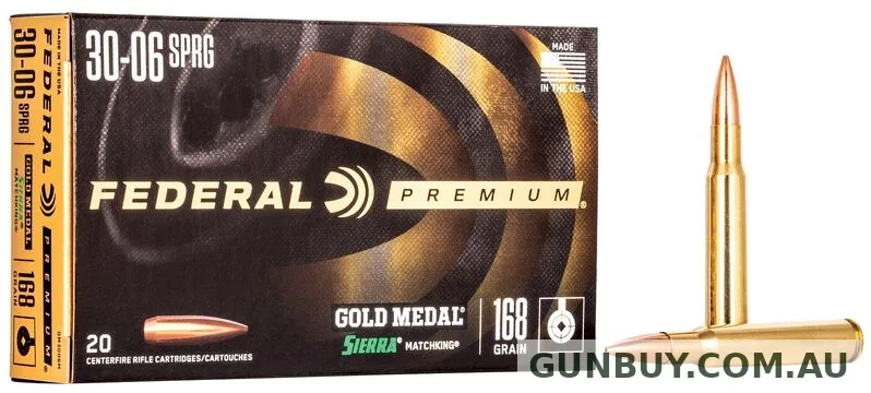 Federal Gold Medal Sierra MatchKing 30-06 Sprg 168gr BTHP 20pk #fgm3006m