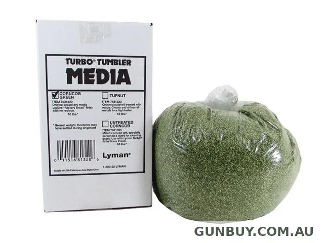 Lyman Ammo Cartridges Shell Case Tumbler Turbo Brass Cleaning Media Green Corn Cob 10lb #LY-M10