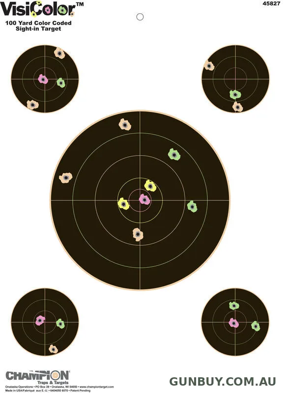 Champion Hunting Shooting High Visibility Target Visicolor Sight In - 8 Inch 10 Pack Black #ch45827