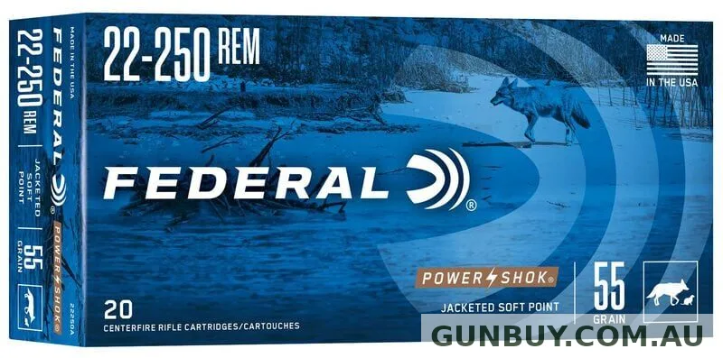 Federal Power-Shok 22-250 Rem 55gr JSP 20pk #22250a