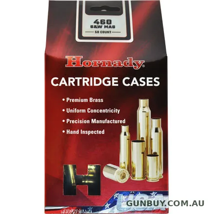 Hornady Reloading Pistol Unprimed Brass Cases 460 Smith & Wesson - 50 Per Box #H8786