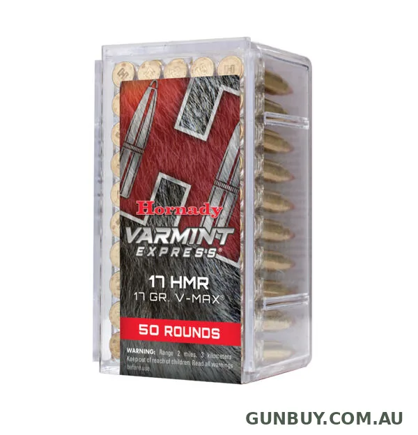 Hornady 17 HMR V-Max Varmint Express Rimfire 17gr 2550fps 50pk #83170