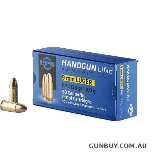 PPU 9mm Luger 124gr LRN Ammo For Training & Target Shooting #hh9e