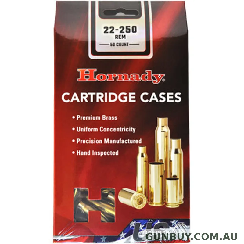 Hornady Reloading Rifle Unprimed Brass Cases .22-250 Remington - 50 Per Box #H8610